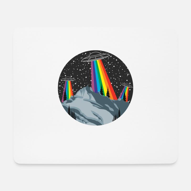 Berge Landschaft Ufo Ausserirdisch - Mousepad (Querformat) - Weiß