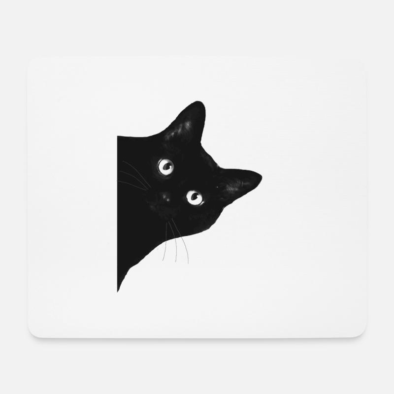 chat - Tapis de souris (format paysage) - blanc
