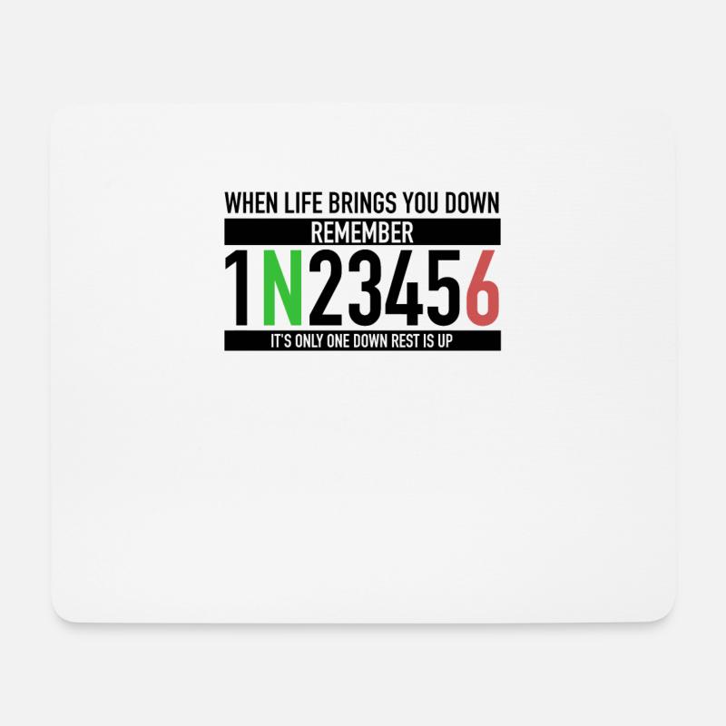 1N23456 Motorradschaltung One Down Rest Is Up - Mousepad (Querformat) - Weiß