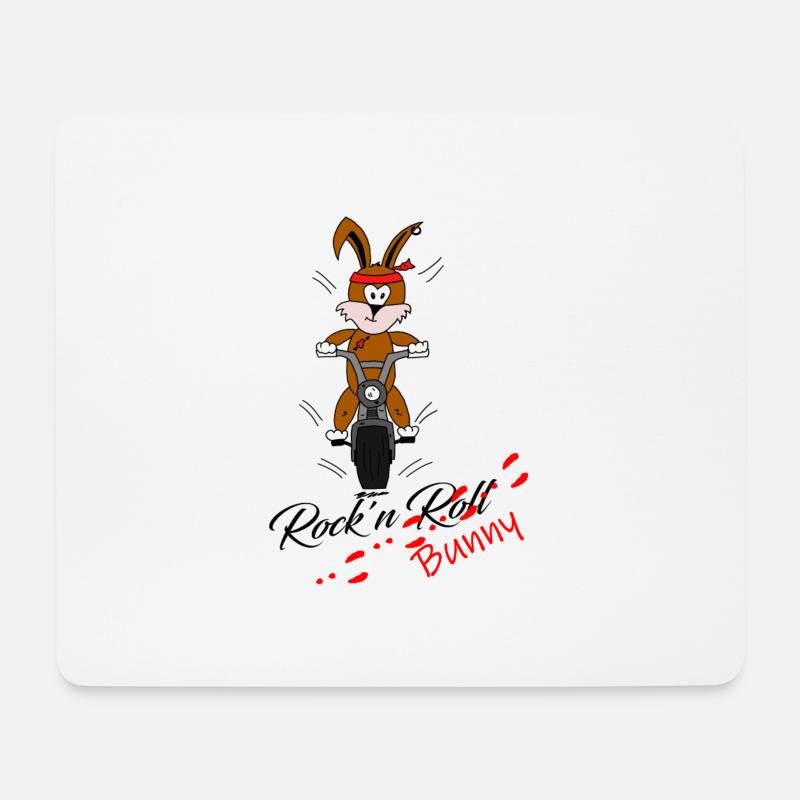 Rock'n Roll Hase Mororrad - Mousepad (Querformat) - Weiß