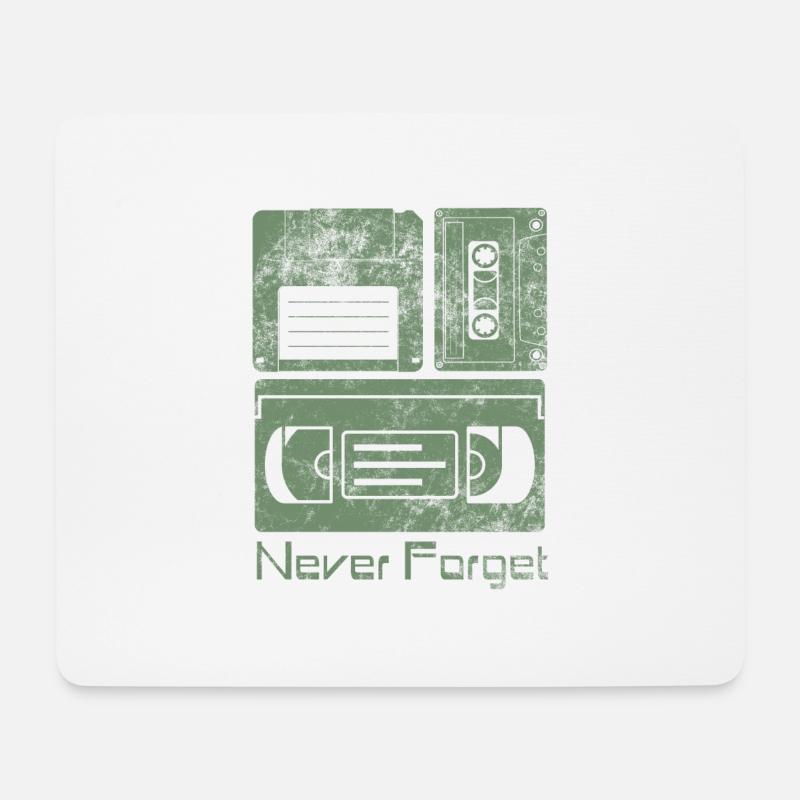 Never Forget Funny Floppy Disk VHS TAPE 80er 90er - Mousepad (Querformat) - Weiß