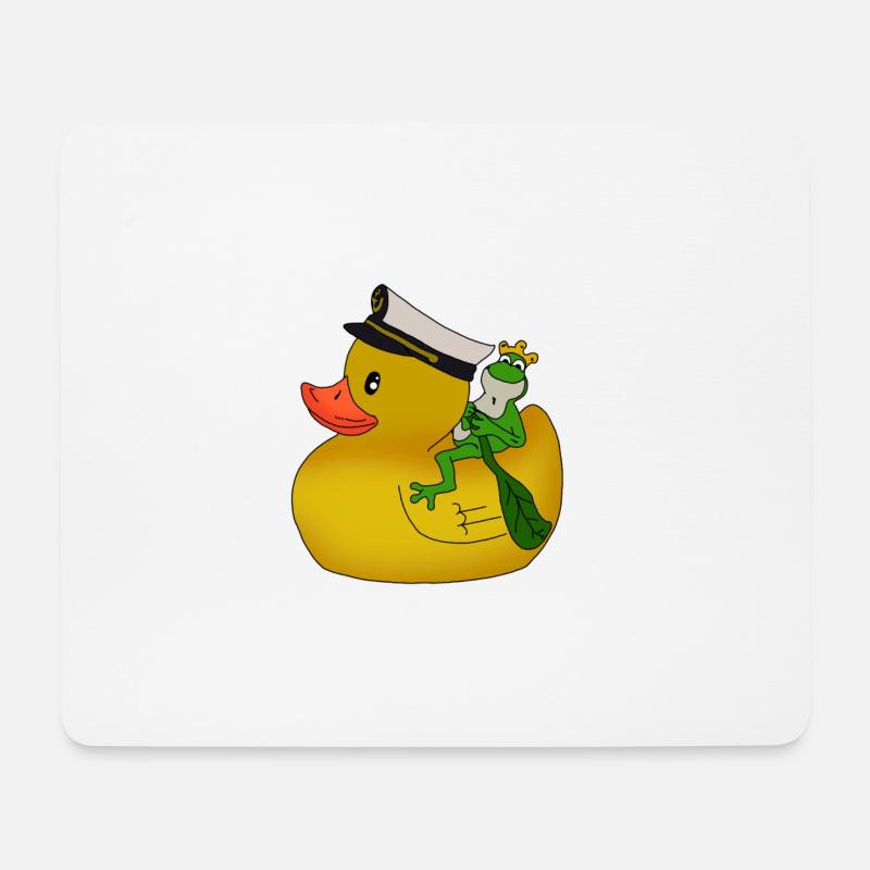 Witzige Badeente mit kleinen Frosch Geschenkidee - Mousepad (Querformat) - Weiß