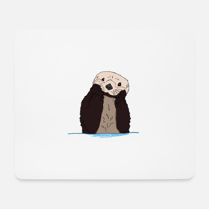 cute and cute otter in Otter box gift - Mouse Pad (horizontal) - white