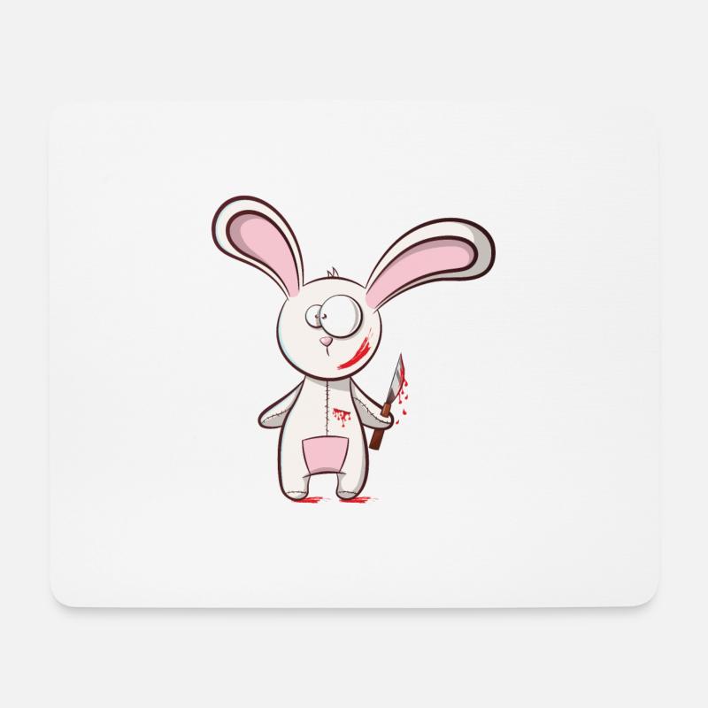 Horror Comic Cartoon Hase - Mousepad (Querformat) - Weiß