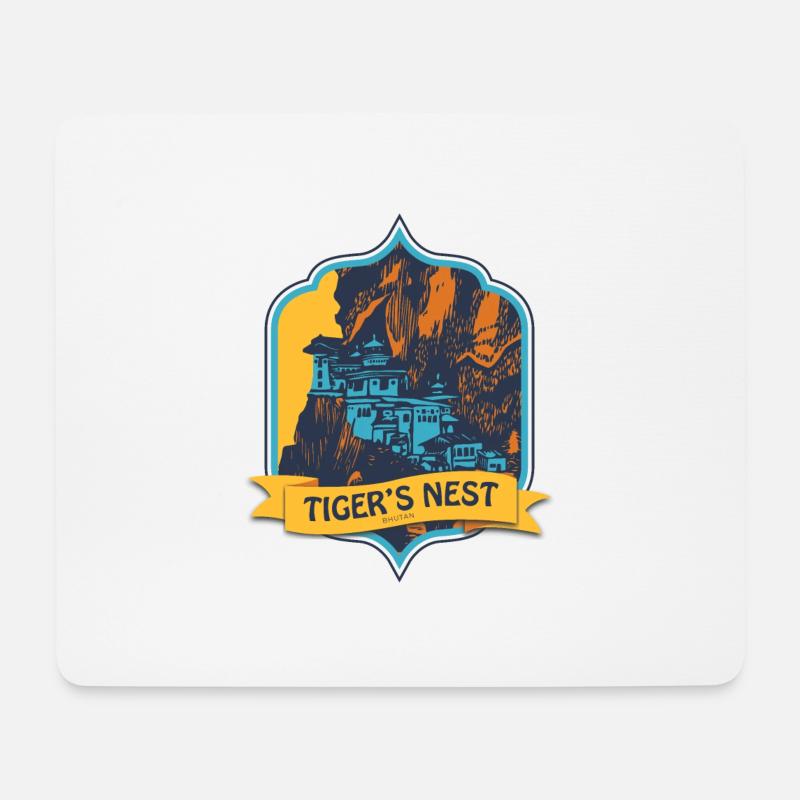 Tiger’s Nest, Bhutan - Mousepad (Querformat) - Weiß