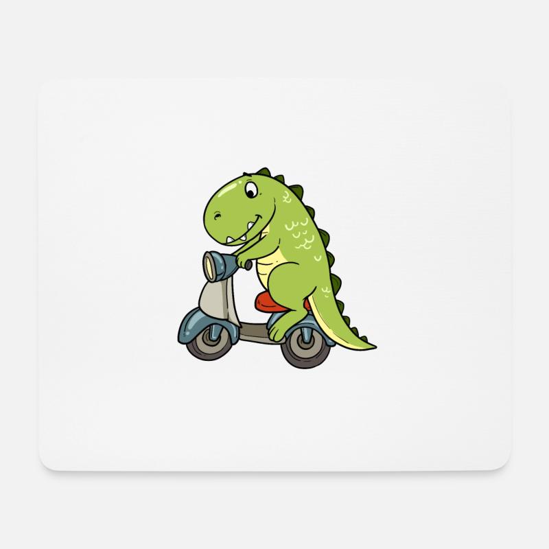 Dino Dinosaur Scoot Moped T-Rex Moped Scooter - Musemåtte (tværformat) - hvid