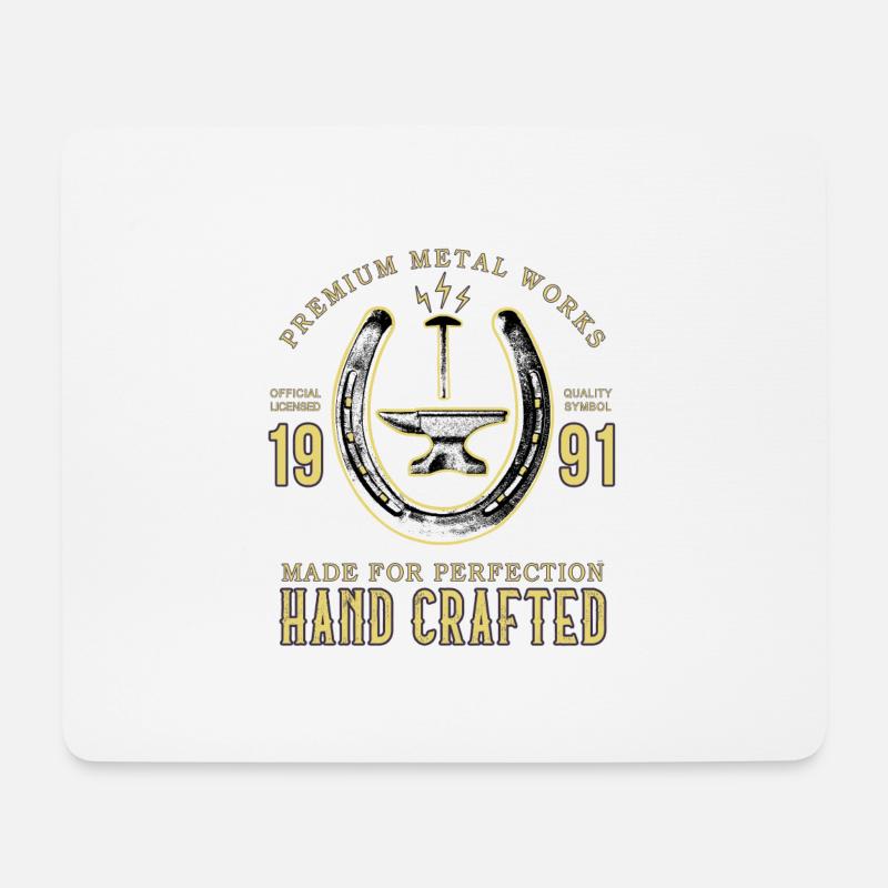 Amboss Hufeisen Hufschmied Pferde Handarbeit - Mousepad (Querformat) - Weiß