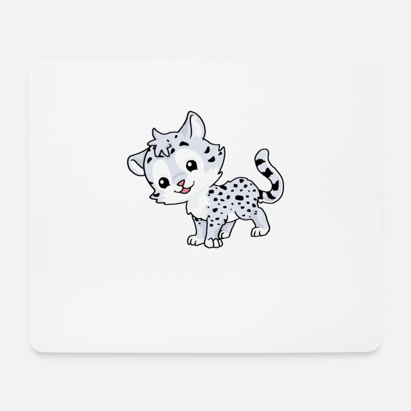 Baby Schneeleopard - Mousepad (Querformat) - Weiß