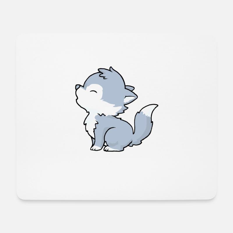 Petit loup - Tapis de souris (format paysage) - blanc