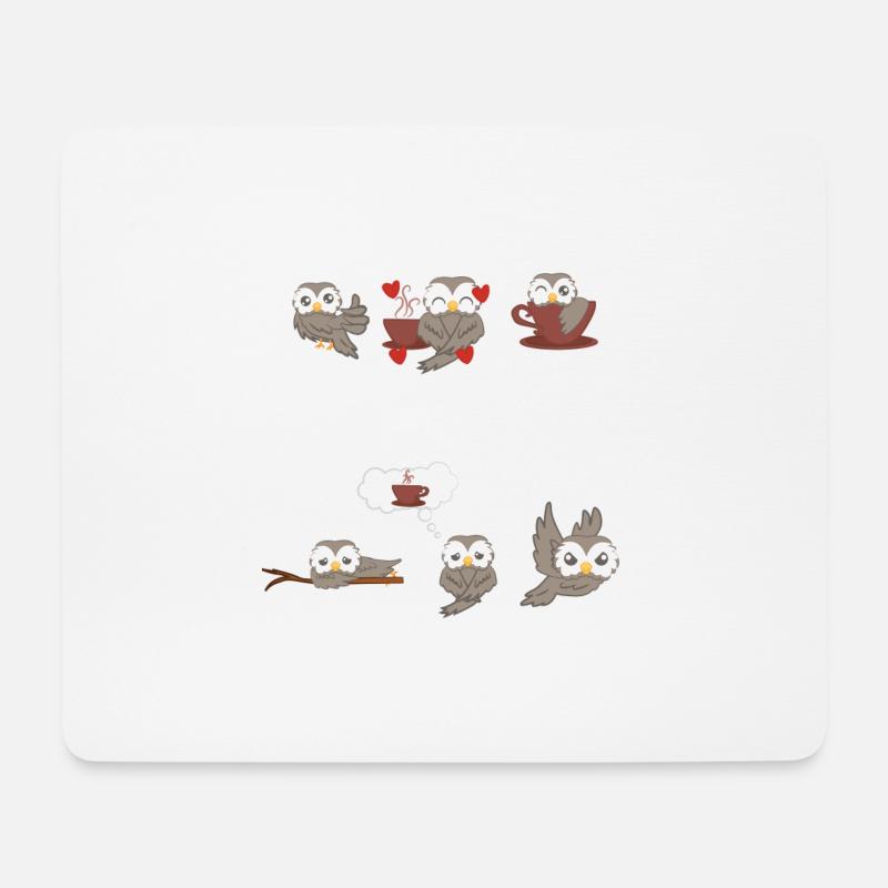 Eule - Eulen - Kaffee - Laune - Mousepad (Querformat) - Weiß
