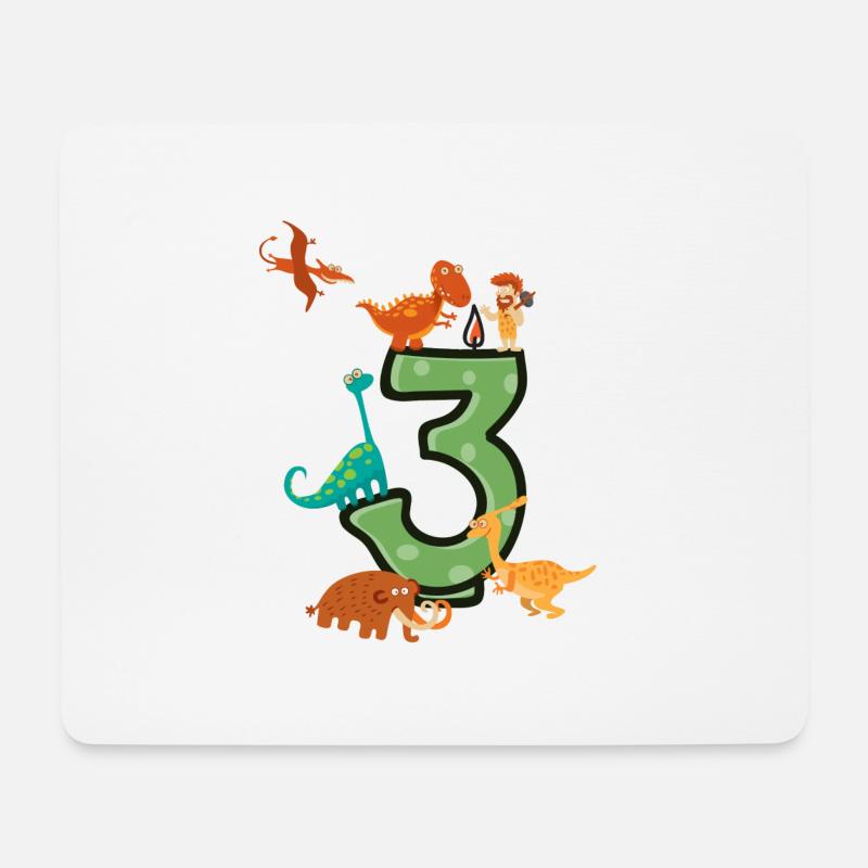 Kinder Geburtstagsshirt 3 Jahre Junge Dinosaurier - Mousepad (Querformat) - Weiß