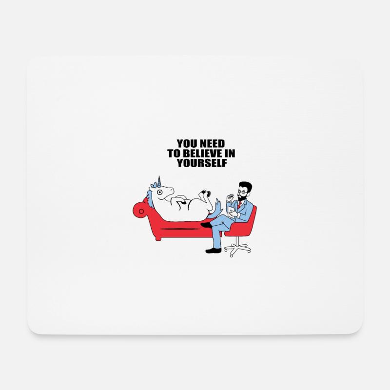 Einhorn Zweifel Lustig Unsicher Glauben Geschenk - Mousepad (Querformat) - Weiß