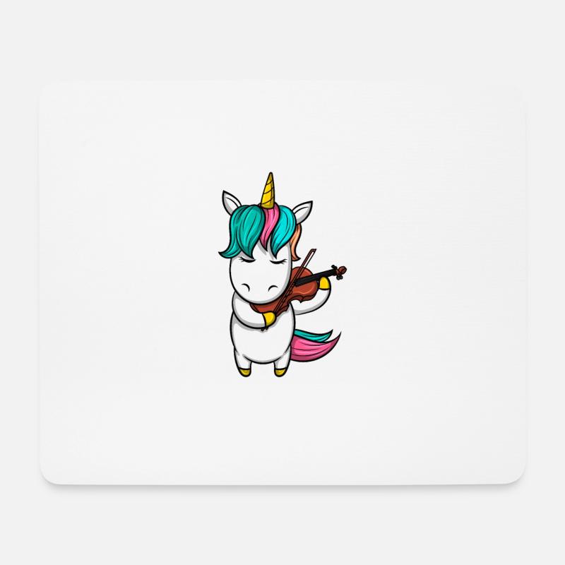 Einhorn Geige - Mousepad (Querformat) - Weiß
