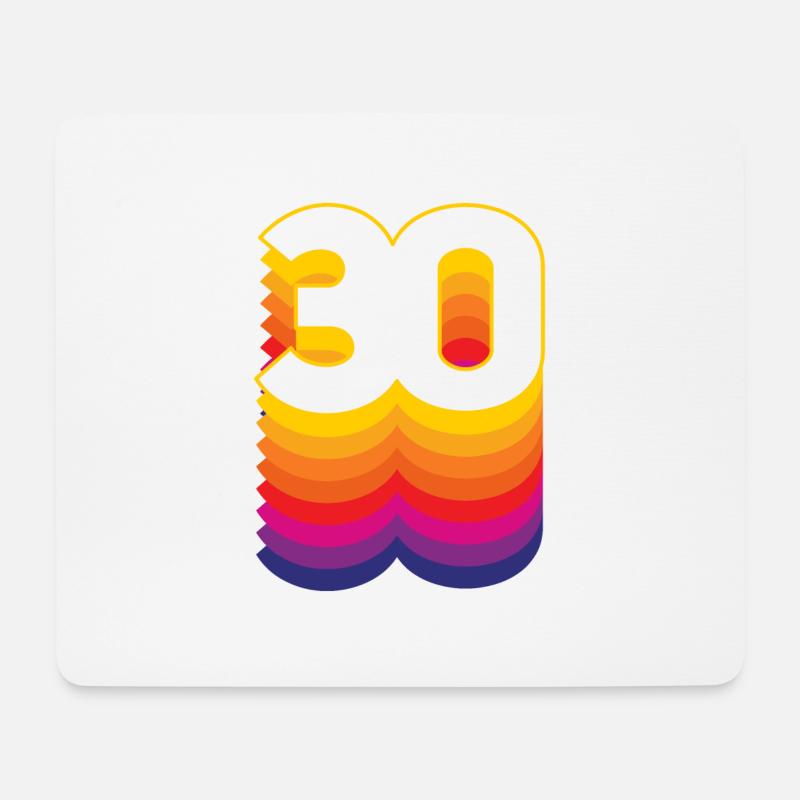 30 Jahre Alter Zahl Regenbogen 30. Geburtstag bunt - Mousepad (Querformat) - Weiß
