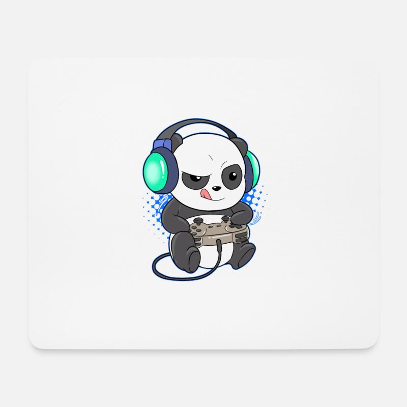Panda Bear Gaming Video Game Gamer Computer Console - Mouse Pad (horizontal) - white