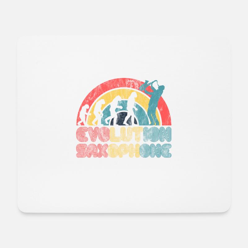 Saxophone Jazz Evolution Saxophone Classical Musician - Mouse Pad (horizontal) - white