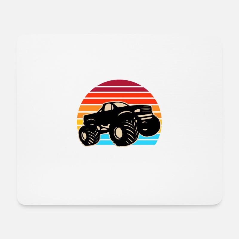 Retro Monster Truck Auto Geschenk | Monstertruck - Mousepad (Querformat) - Weiß