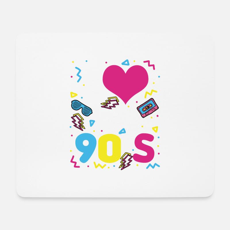 I LOVE 90 90er Jahre 1990 Retro Vintage - Mousepad (Querformat) - Weiß