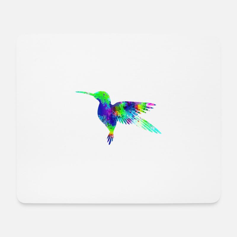 Colibri à l'aquarelle - Tapis de souris (format paysage) - blanc