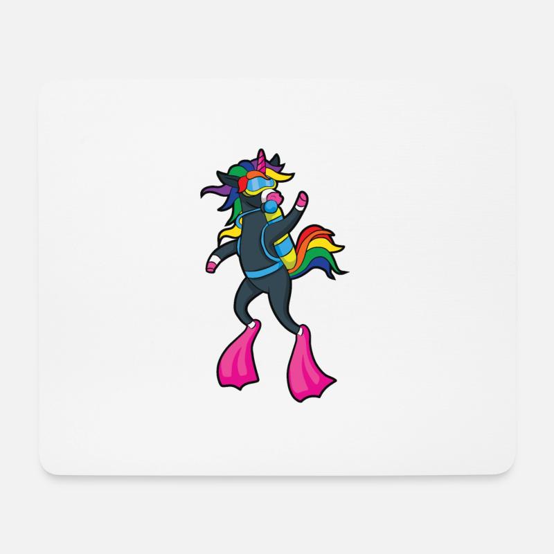 Lustig Tauchen Scuba Dive Einhorn Mädchen Taucher - Mousepad (Querformat) - Weiß