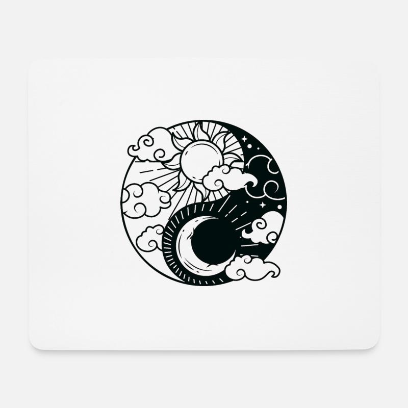 Sun Moon Yin Yang Sonne Halbmond Meditation - Mousepad (Querformat) - Weiß