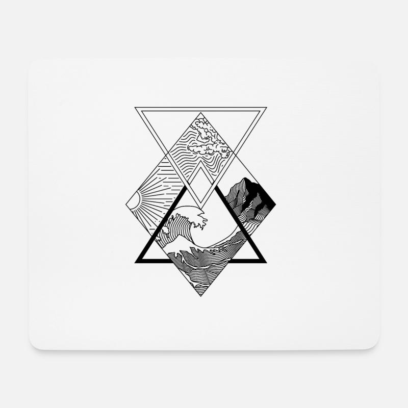 Die Elemente - Wasser, Erde, Feuer, Luft - Mousepad (Querformat) - Weiß