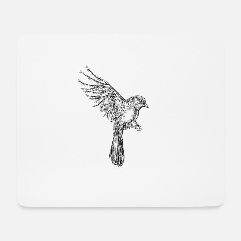 Spatz und Wald - Mousepad (Querformat) - Weiß