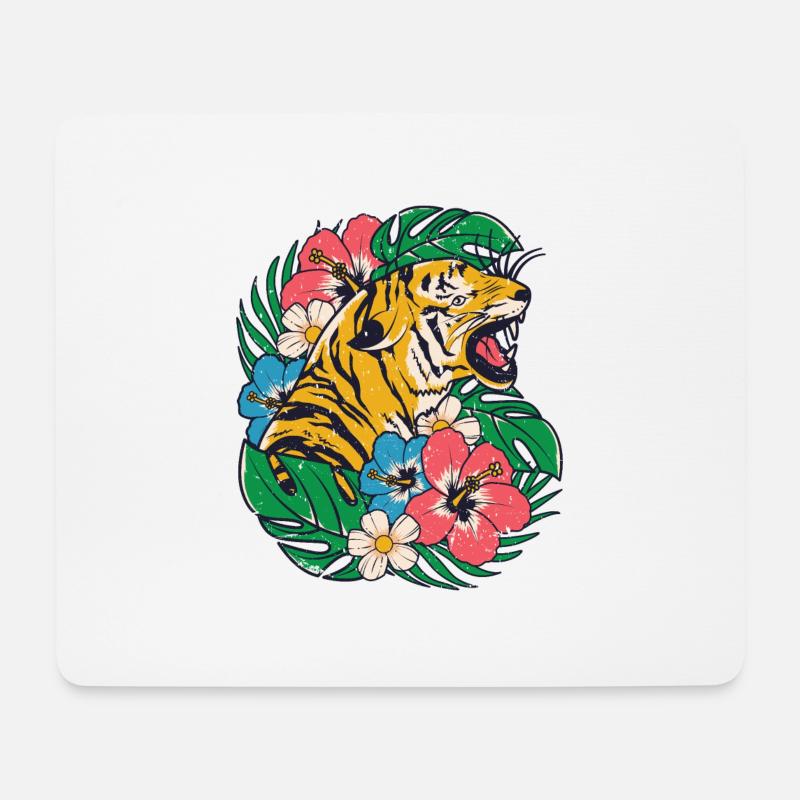 Tiger Jungle Raubkatze Raubtier Tropisch Sommer - Mousepad (Querformat) - Weiß