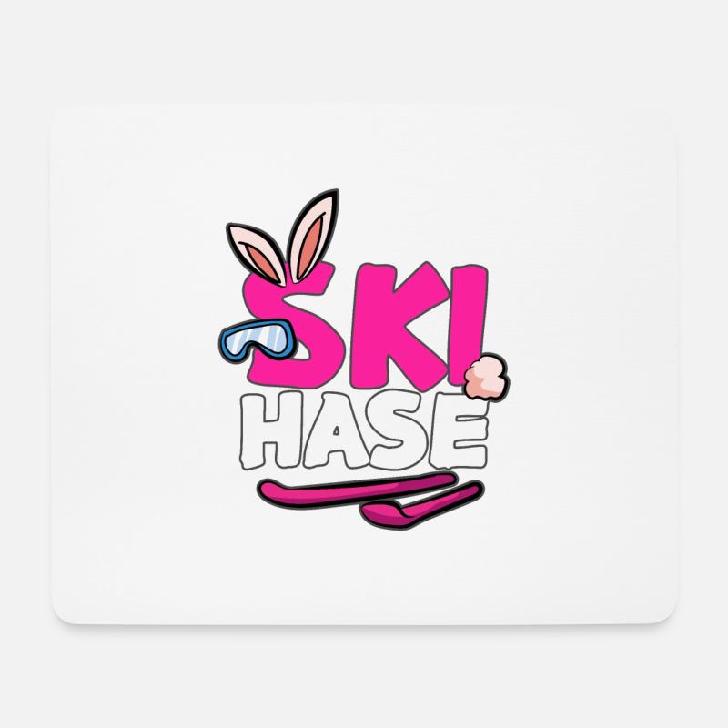 SKI HASE Skihase Schneehase Schnee Häschen - Mousepad (Querformat) - Weiß