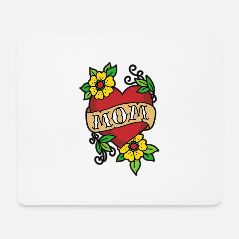 Herz MOM TATTOO - Mousepad (Querformat) - Weiß
