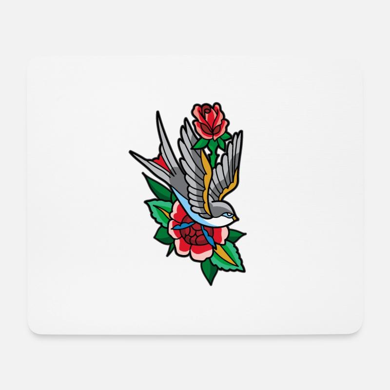 Schwalbe Tattoo - Mousepad (Querformat) - Weiß