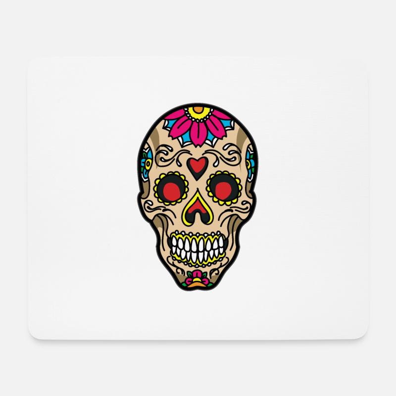 SUGAR SKULL TATTOO - Mouse Pad (horizontal) - white