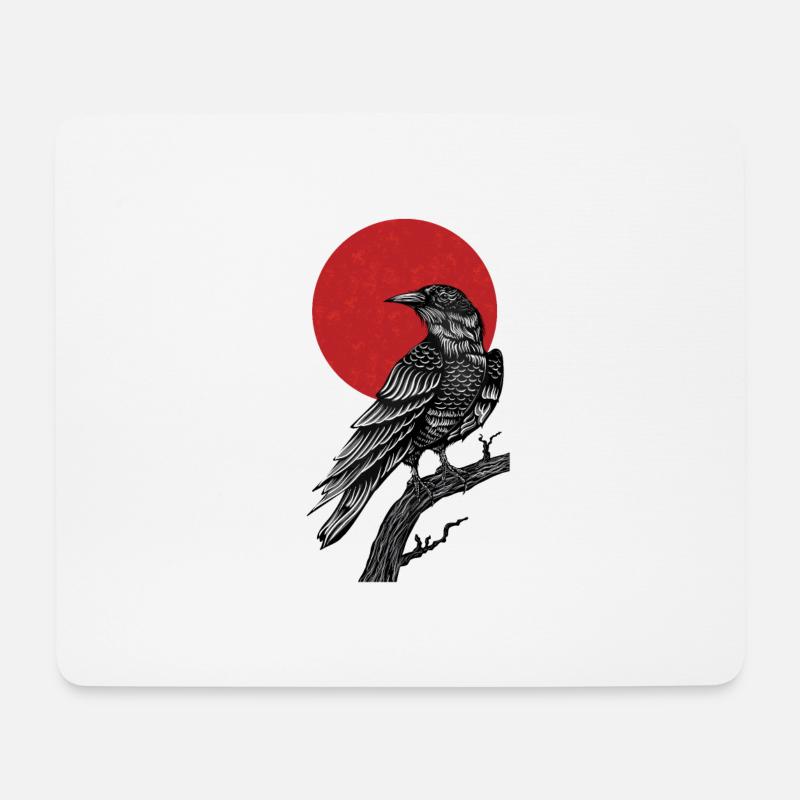 Rabe und Blutmond - Mousepad (Querformat) - Weiß