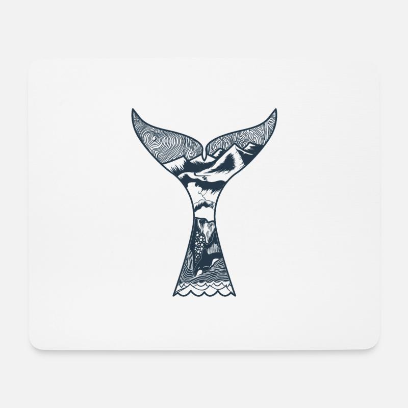 Walflosse - Natur, Ozean, Wal - Mousepad (Querformat) - Weiß