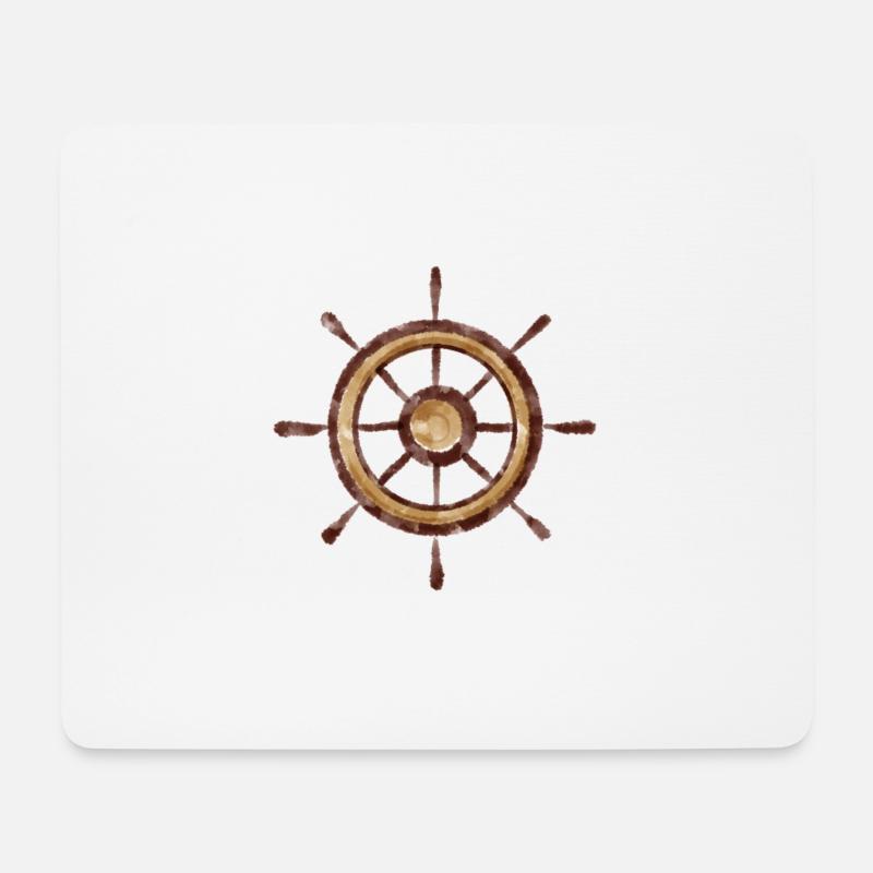 Ship wheel. Ahoy! - Mouse Pad (horizontal) - white