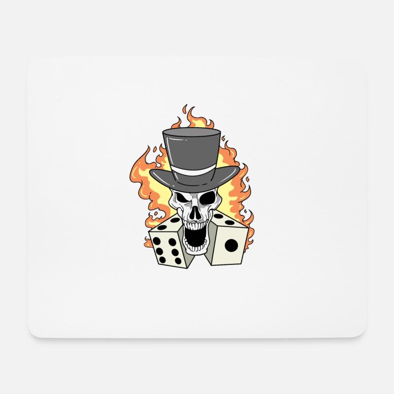 Totenkopf mit Würfeln - Mousepad (Querformat) - Weiß