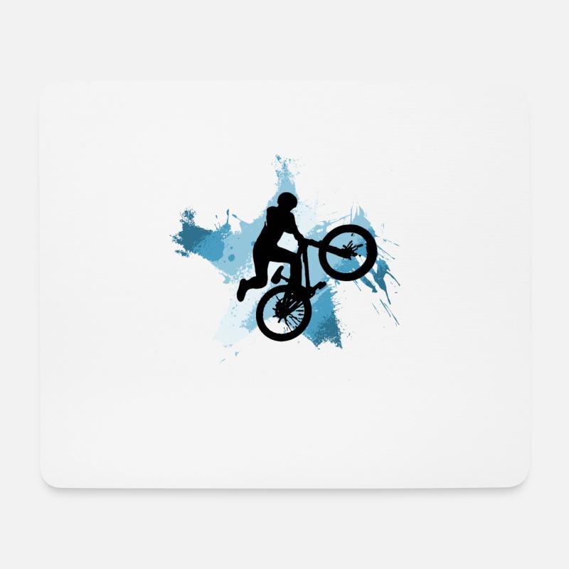 Mountainbike Jump Downhill MTB blau - Mousepad (Querformat) - Weiß