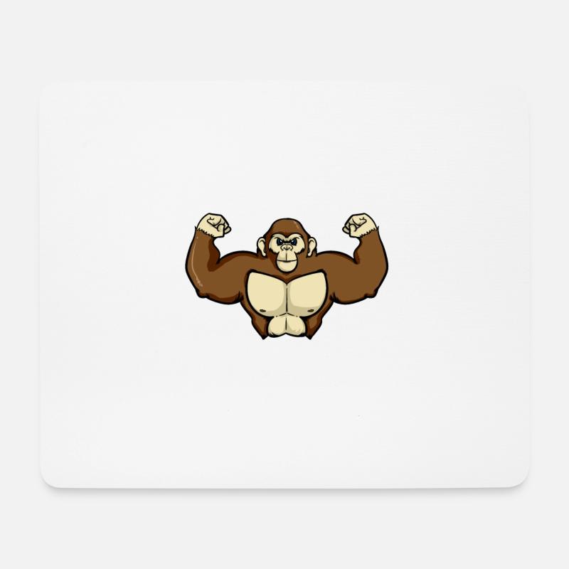 Muskel Affe Gorilla Shirt für Kinder - Mousepad (Querformat) - Weiß