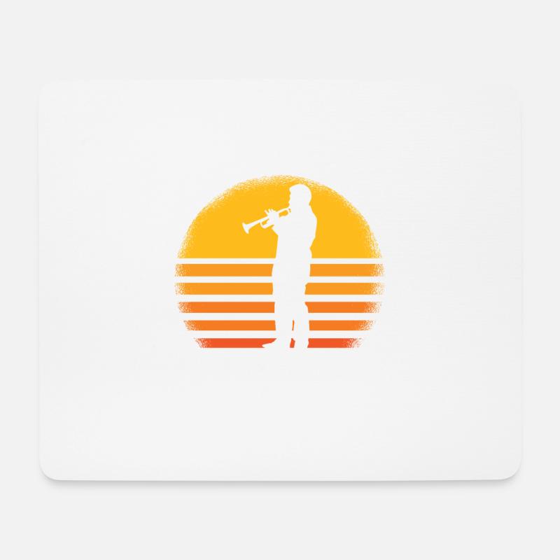 Trompete Retro Sonnenuntergang Trompeter Jazz - Mousepad (Querformat) - Weiß