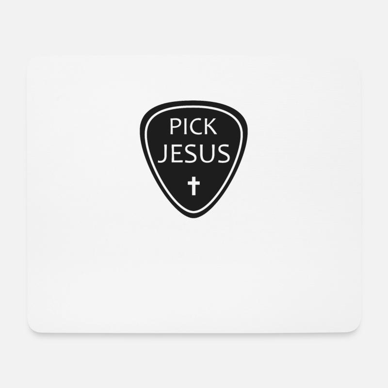 Pick Jesus Musik Plektrum christlicher Musiker - Mousepad (Querformat) - Weiß