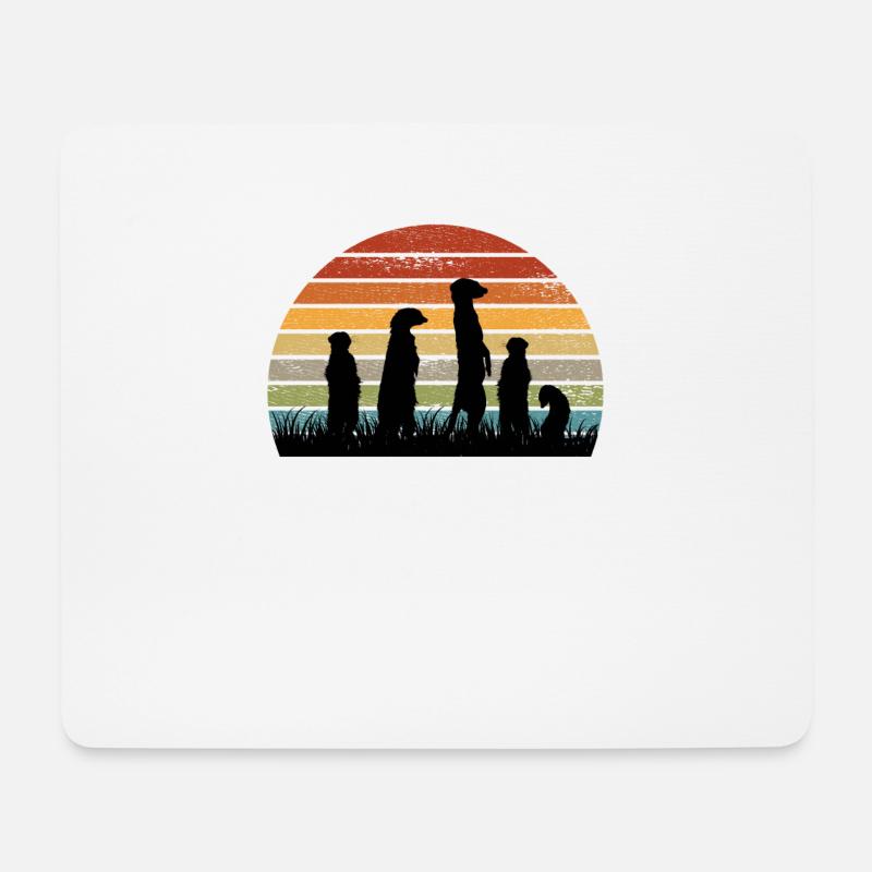 Erdmännchen retro vintage - Mousepad (Querformat) - Weiß