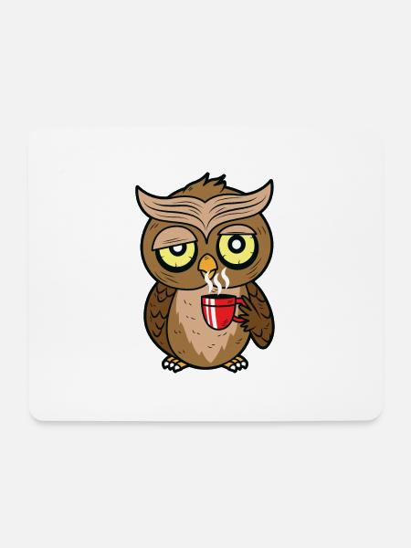 Owl Caffeine müde Kaffee Eule - Mousepad (Querformat) - Weiß