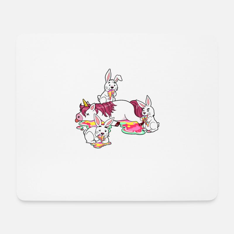 Buntes Einhorn Hase Häschen Kaninchen Brunch Essen - Mousepad (Querformat) - Weiß