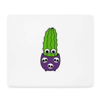 Tall Cactus In Halloween Skull Pot - Mouse Pad (horizontal) - white - Front