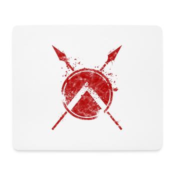 Sparta Kämpfer mit Schild und Speer - used look - Mousepad (Querformat) - Weiß - Vorne