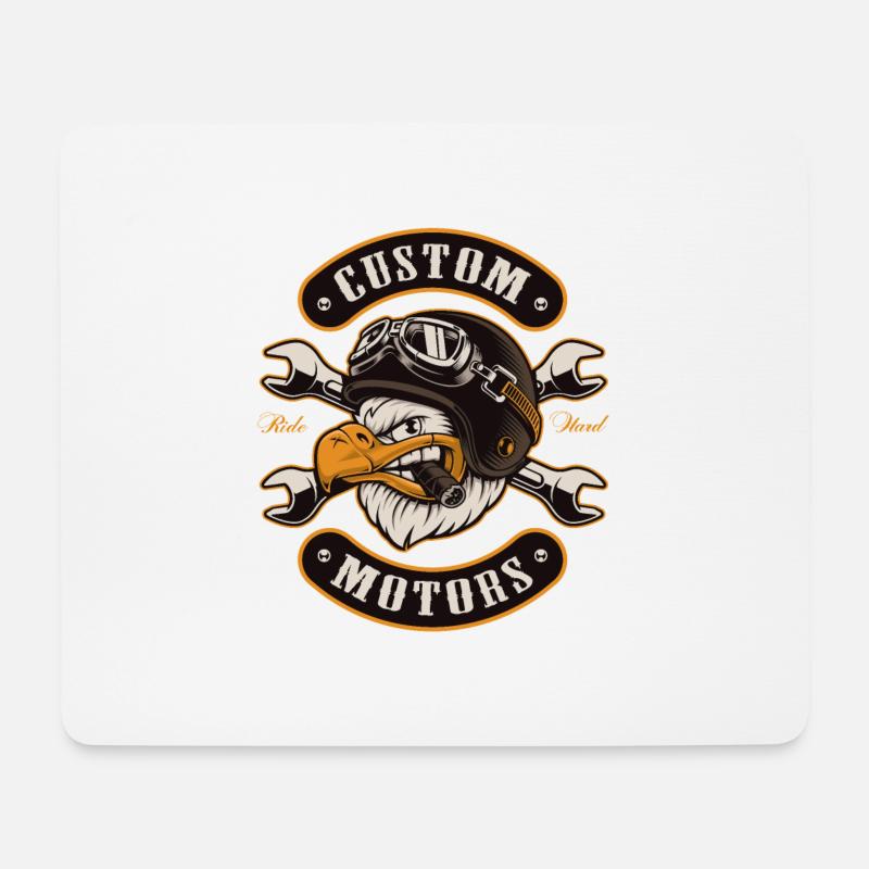 Chopper, Biker, Motorrad, Adler - Mousepad (Querformat) - Weiß