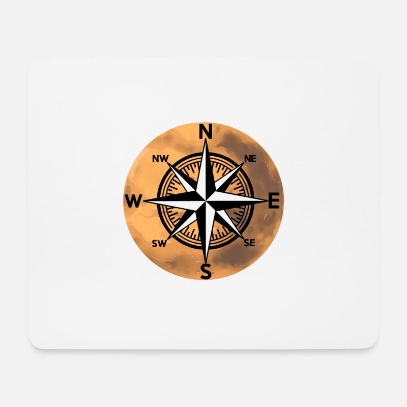 Kompass Windrose Nautik Planet Universum Reise - Mousepad (Querformat) - Weiß