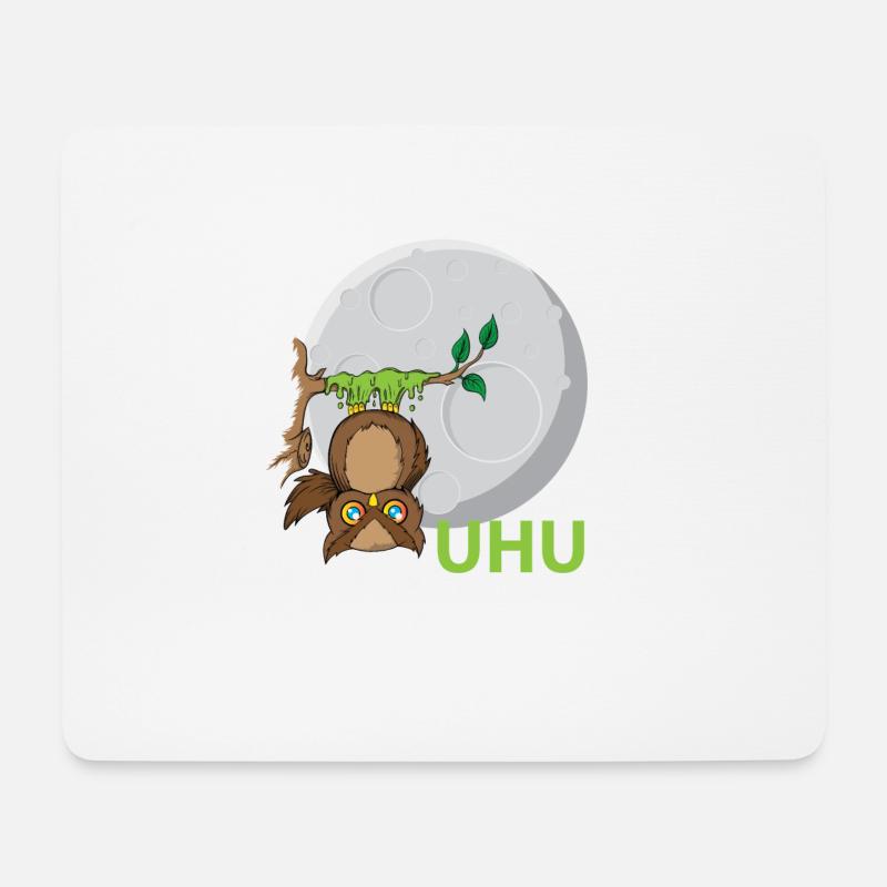 Uhu Eule Vogel Kleber - Mousepad (Querformat) - Weiß