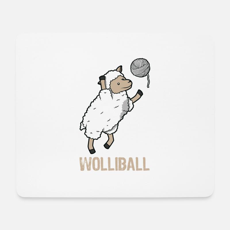 Wolliball Schaf stricken geschenk volleyball - Mousepad (Querformat) - Weiß