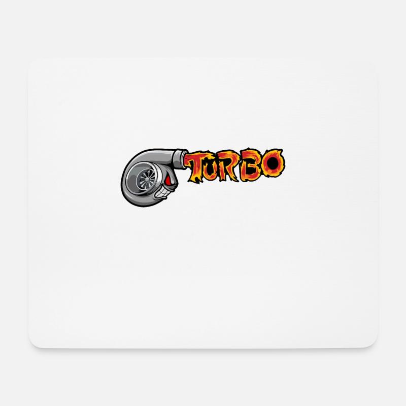 Turbo PS Auto Automobil Freak schnell Tempo - Mousepad (Querformat) - Weiß